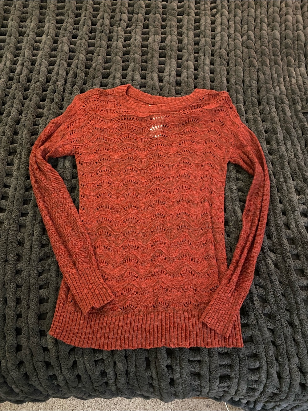Maurices Red Wave-Knit Crewneck Sweater
